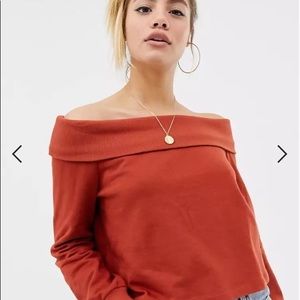 ASOS off shoulder sweatshirt with foldover size 6